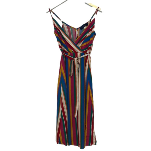 Blue Rain Dresses & Skirts - Francesca’s Blue Rain Belted Striped Midi Dress, Small